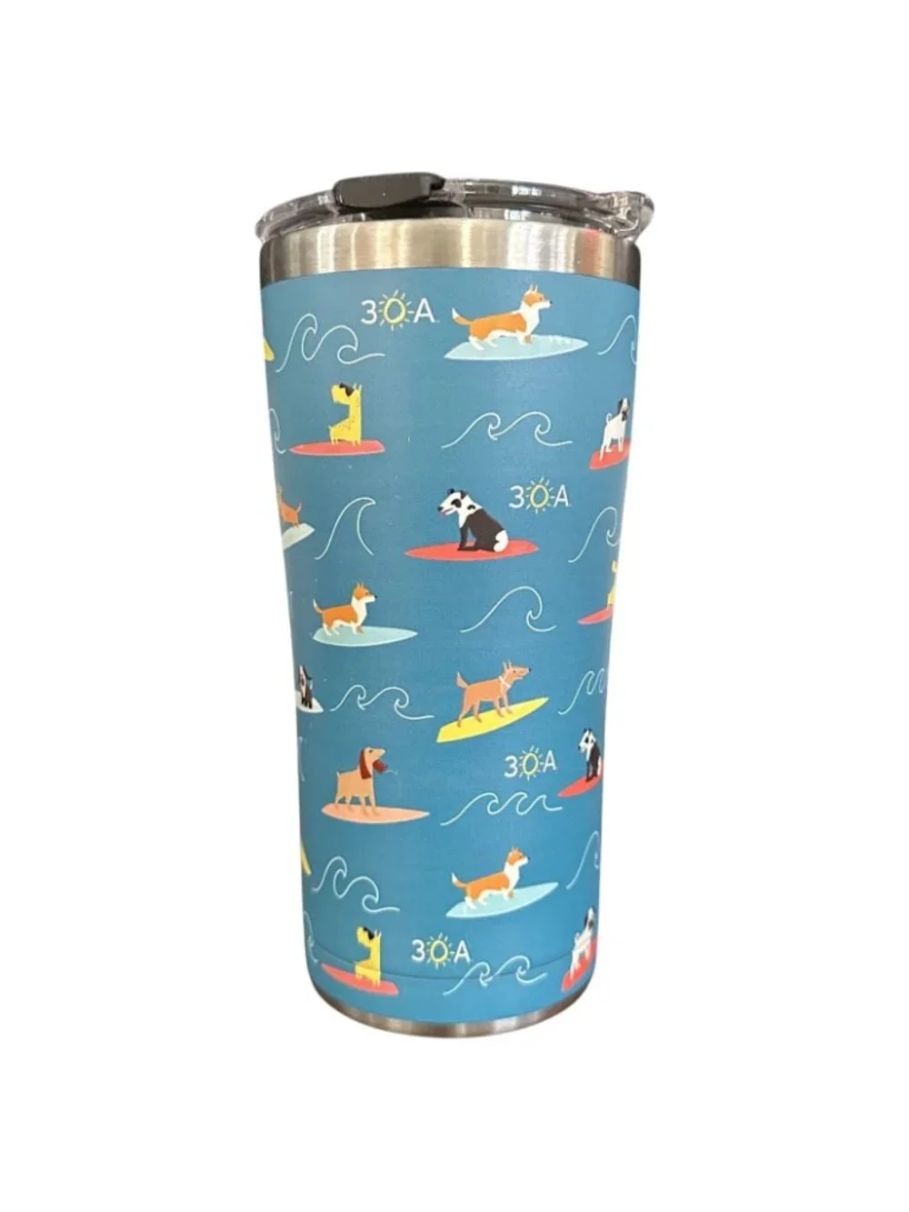 Tervis Tumbler 20oz Stainless Steel Dogs Surfing with Lid Florida Beaches